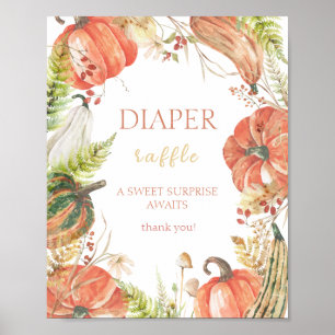 Affiche Citrouille d'automne Baby shower Floral Déchets Ra