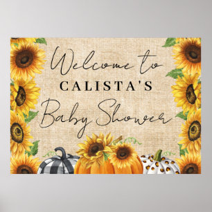 Affiche Citrouille d'automne Baby shower tournesol Bienven