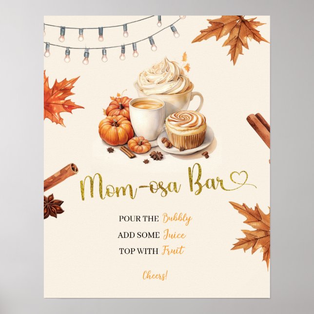 Affiche Citrouille d'automne brasse Baby shower café Maman (Devant)