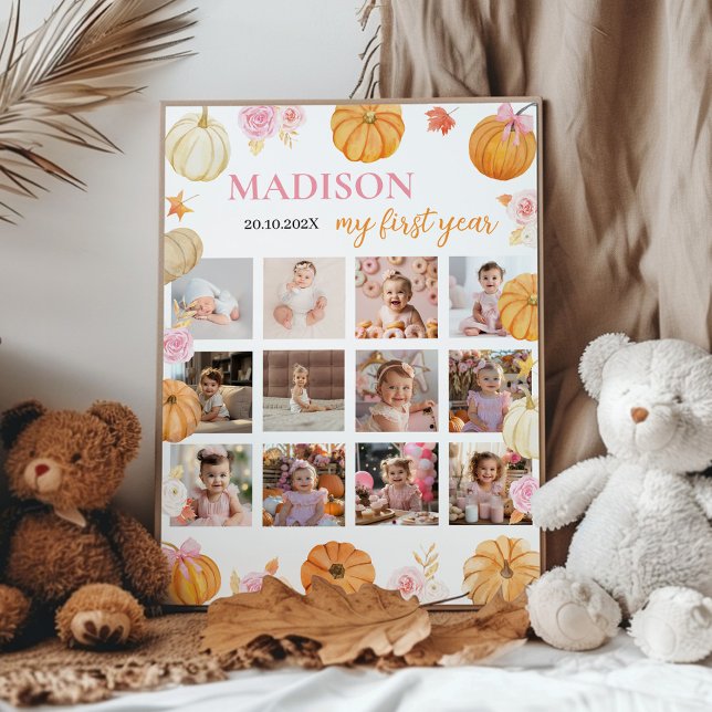 Affiche Citrouille d'automne Première année Photo Jalon Po (Créateur téléchargé)