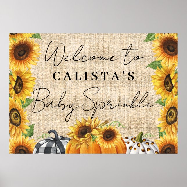 Affiche Citrouille d'automne Sunflower Baby Sprinkie Bienv (Devant)