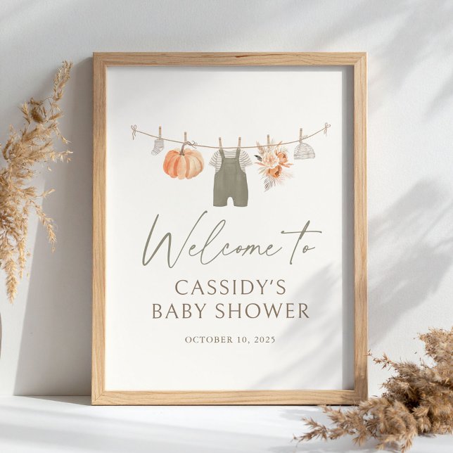 Affiche Citrouille d'automne Vêtements de bébé Baby shower (Créateur téléchargé)