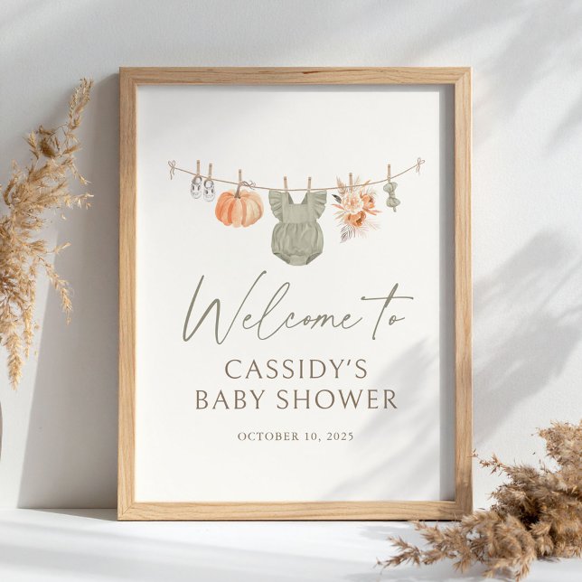 Affiche Citrouille d'automne Vêtements de bébé Baby shower (Créateur téléchargé)