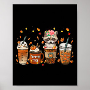 Affiche Citrouille de café d'automne épice Latte Iced Racc