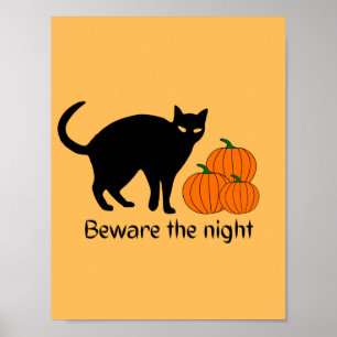 Affiche Citrouille de chat noir d'Halloween effrayant