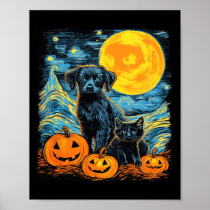 Affiche Citrouille de chien rétros Halloween Chiens amusan