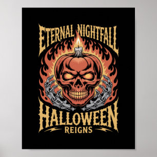 Affiche Citrouille de crâne d'Halloween de Nuit Éternelle