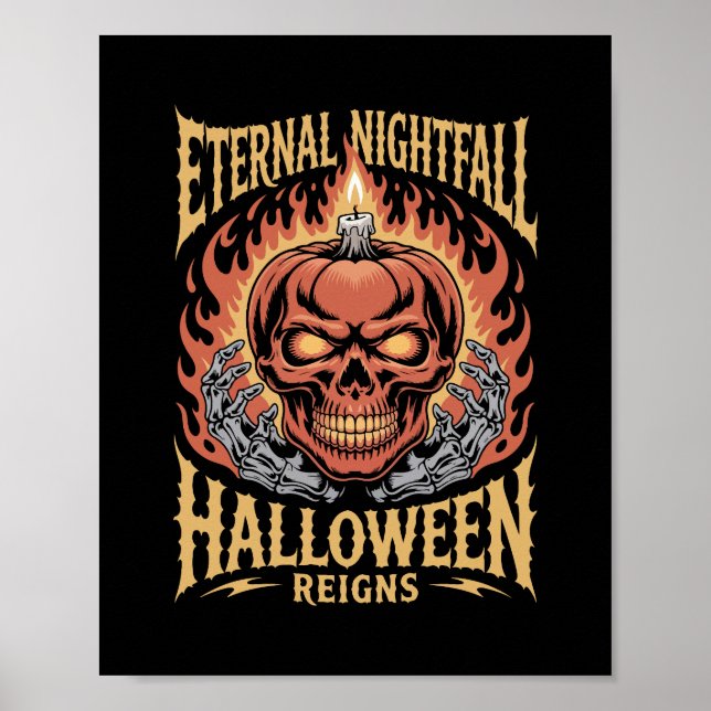Affiche Citrouille de crâne d'Halloween de Nuit Éternelle (Devant)