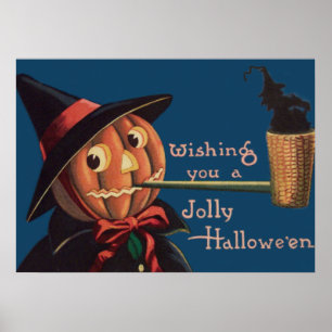 Affiche Citrouille de Jack O' Lantern Pipe de sorcière