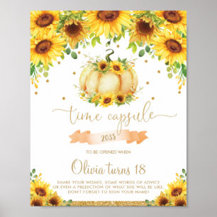 Affiche Citrouille de tournesol 1er anniversaire heure Cap