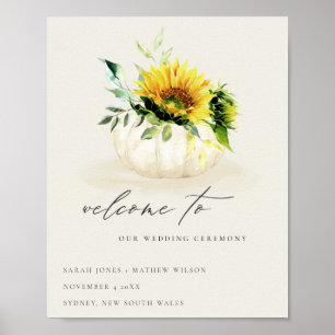 Affiche Citrouille de tournesol rustique Floral Aquarelle 