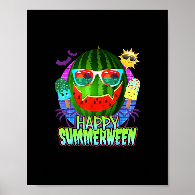 Affiche Citrouille d'été en pastèque Jack O Lantern (Devant)
