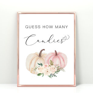 Affiche Citrouille Devine Combien De Bébé Fille Douche Jeu