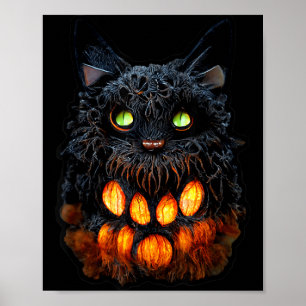 Affiche Citrouille d'Halloween Chat Noir Saison Effrayante