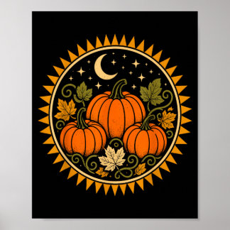 Affiche Citrouille d'Halloween cottagecore rétro vintage
