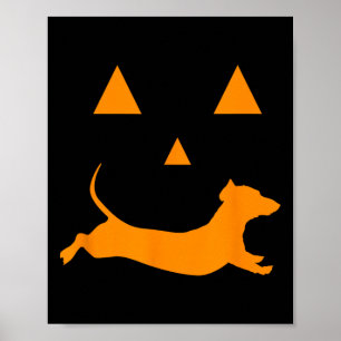 Affiche Citrouille d'Halloween Dachshund Jack-o-lantern Co