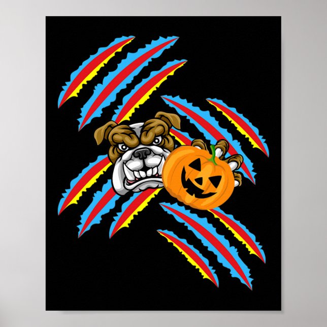 Affiche Citrouille d'Halloween de Bulldog Maman (Devant)