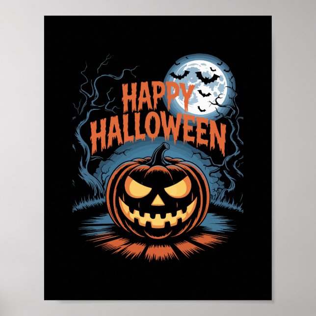 Affiche Citrouille d'Halloween effrayante (Devant)