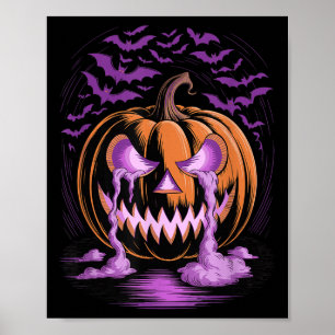Affiche Citrouille d'Halloween Saison Soky Chauves-souris 