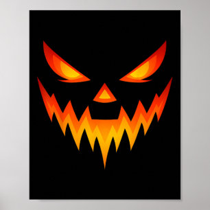 Affiche Citrouille effrayant Jack-o'-lantern Face Hallowee