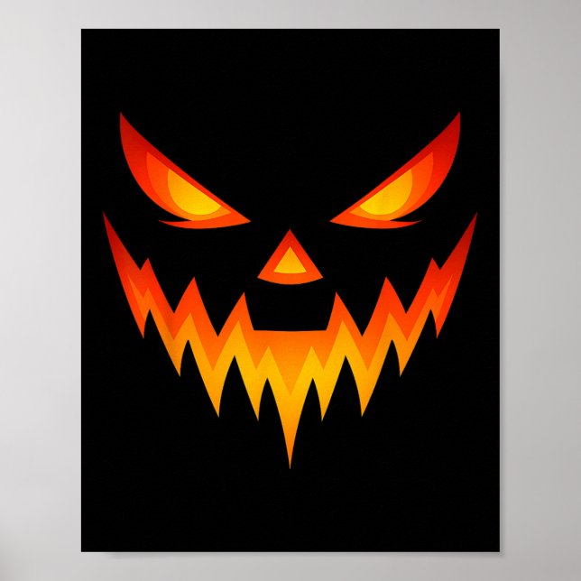 Affiche Citrouille effrayant Jack-o'-lantern Face Hallowee (Devant)