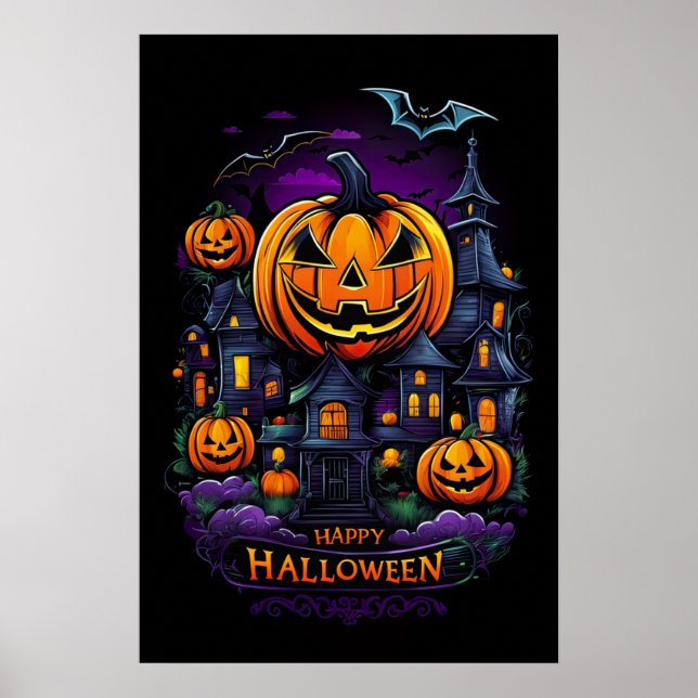 Affiche Citrouille Embrace, Halloween Mansion (Devant)