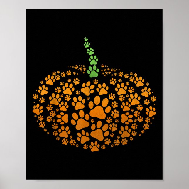 Affiche Citrouille Empreinte de patte Halloween (Devant)