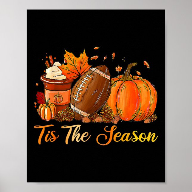 Affiche Citrouille Épice Footbyll C'Est La Saison Automne  (Devant)