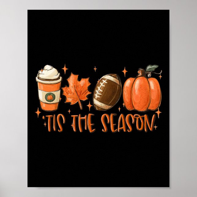 Affiche Citrouille Épice Footbyll C'Est La Saison Automne  (Devant)