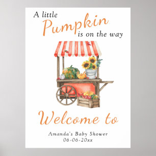 Affiche Citrouille est sur le chemin Baby shower de bienve