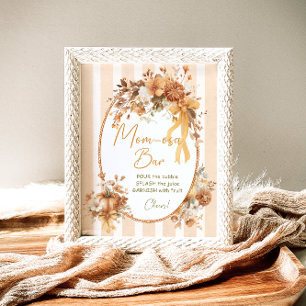 Affiche Citrouille Floral Bow Baby shower Mom-osa Bar