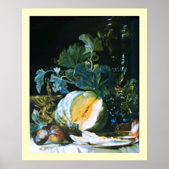 AFFICHE CITROUILLE, FRUITS ET VERRE (Devant)