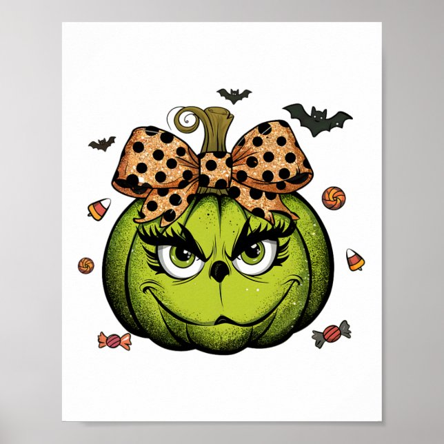 Affiche Citrouille Grinc Coquette Citrouille Halloween Éff (Devant)