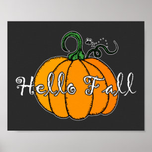 Affiche Citrouille Hellow Citrouille Hello Fall