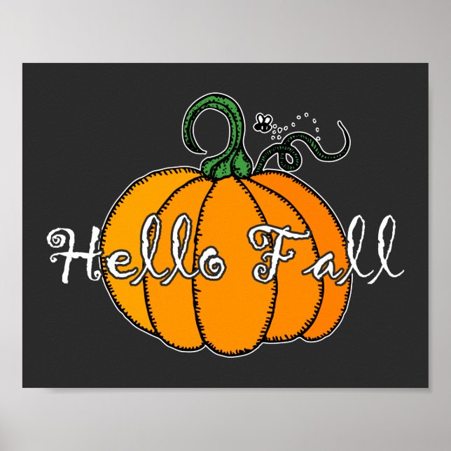 Affiche Citrouille Hellow Citrouille Hello Fall (Devant)
