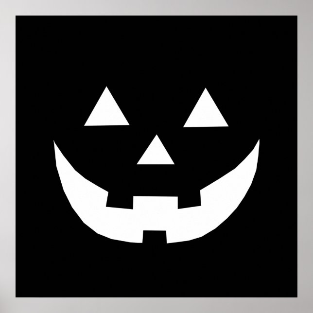 Affiche Citrouille Jack-o'-lantern noir blanc Halloween (Devant)