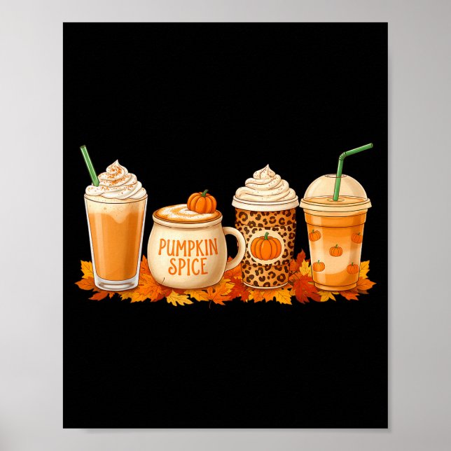Affiche Citrouille Latte Sce Café Boisson D'automne Hallow (Devant)