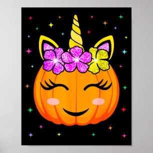 Affiche Citrouille Licorne Mignonne Filles Enfants Drôle H