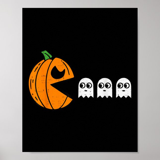 Affiche Citrouille Manger Ghost Gamer Halloween Gaming Boy (Devant)