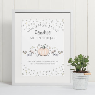 Affiche Citrouille mignon Combien de Candies Baby shower J