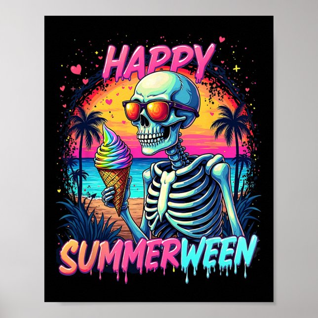 Affiche Citrouille Pastèque d'Été Joyeux Summerween  (Devant)