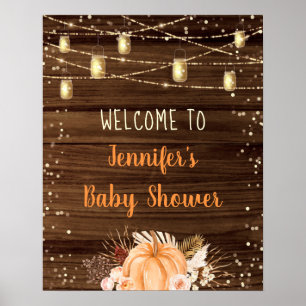 Affiche Citrouille Patch Rustique String Lights Baby Welco