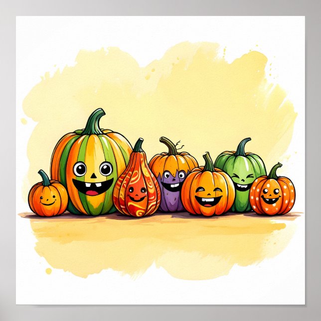 Affiche Citrouille Patch Sourit (Devant)