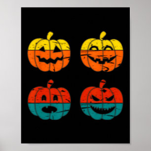 Affiche Citrouille rétro Vintage Halloween Jack-o'-lantern