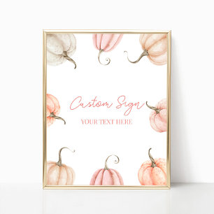 Affiche Citrouille rose Automne Automne Panneau personnali
