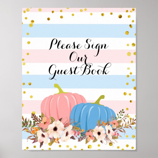 Affiche Citrouille rose et bleu S'il vous plaît signer not (Devant)