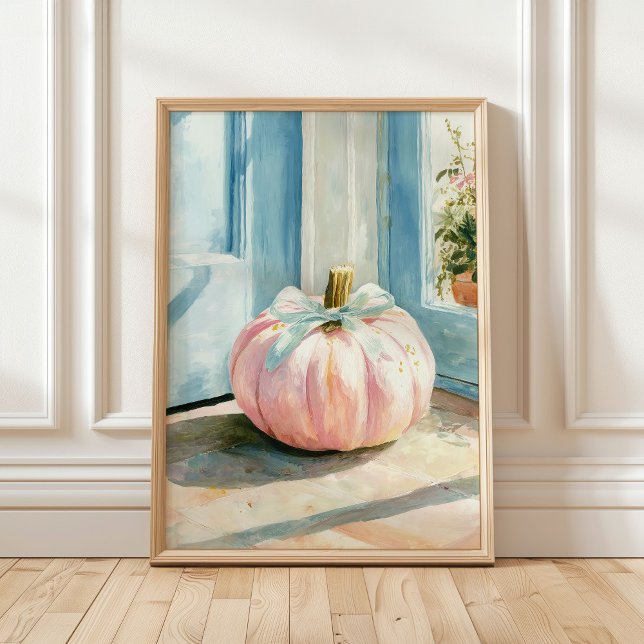 Affiche Citrouille Rose Pastel d'Automne avec Ruban (Créateur téléchargé)