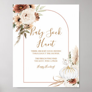 Affiche Citrouille Rustic Boho Fall In love Baby Sock Hunt