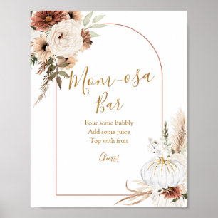 Affiche Citrouille Rustic Boho Fall In Love Mom-osa Bar