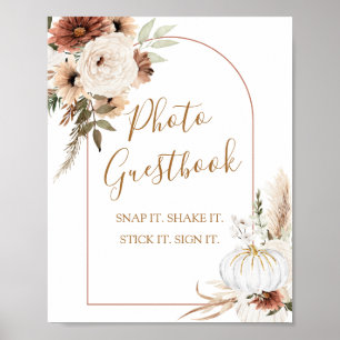 Affiche Citrouille Rustic Boho Fall In love Photo Livre d'